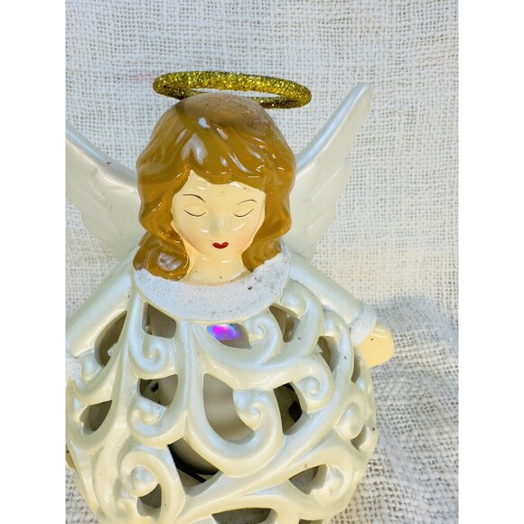 QVC Christmas Decor Porcelain ANGEL Luminary with Flameless Candle, Battery Oper - Picture 2 of 10